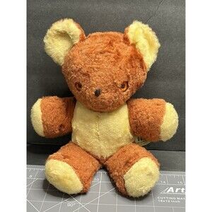 VTG Gund Brown And Yellow Teddy Bear  Sani-foam Stuffed Polyurethane Plush Toy
